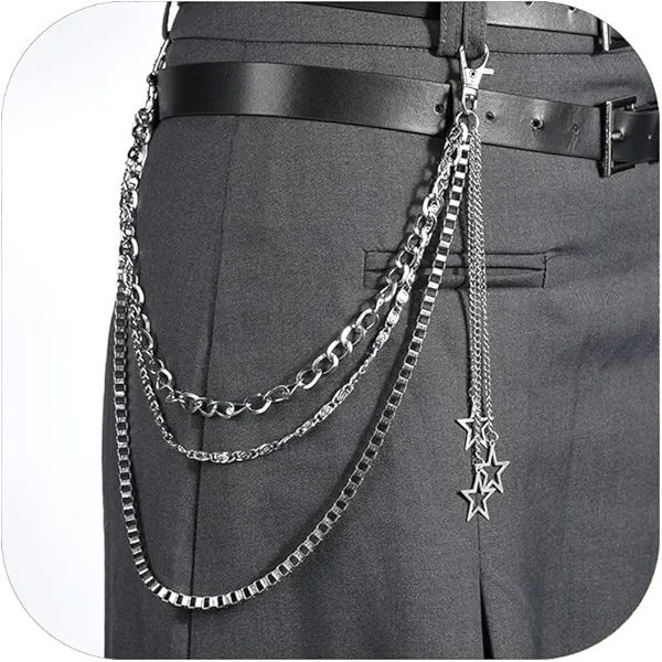 Vivian&CD Jean Chain Belt for Men&Women, Pocket Chain Goth Punk Chain Belt Chain Layered Chunky Pants Chain and Vintage Hip Hop Wallet Chain Jewelry Accessory for Women Men