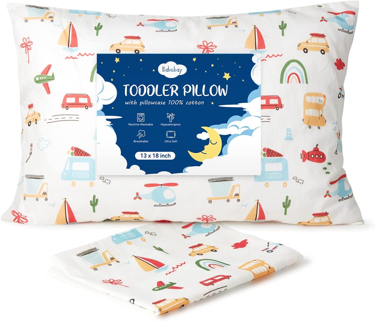 Toddler Pillow with Pillowcase, Babebay 13×18 100 Cotton