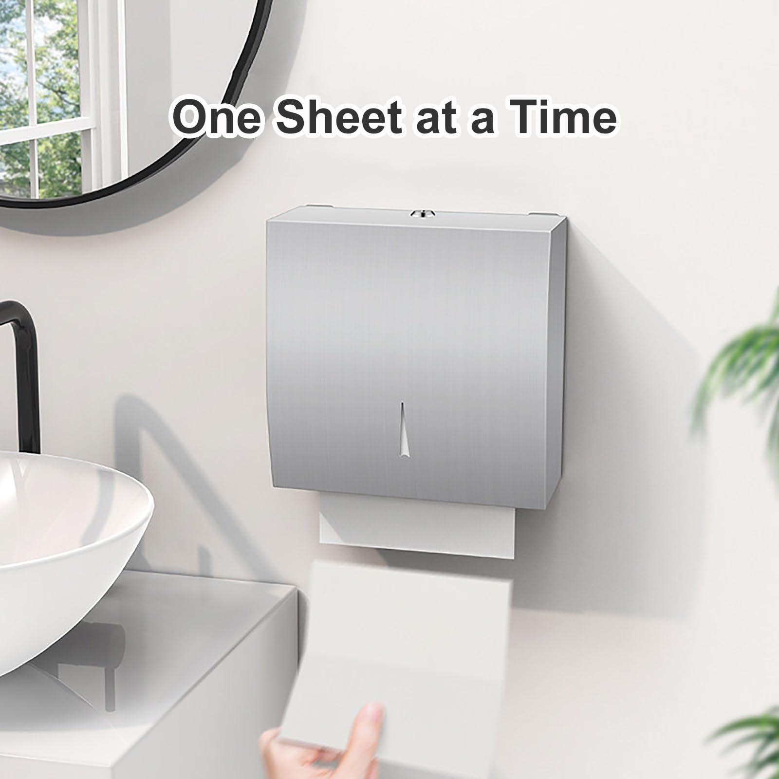 Dispensador Papel Secamanos, Dispensador de Papel de Manos Montaje en Pared, Comercial, Acero Inoxidable(Silver)