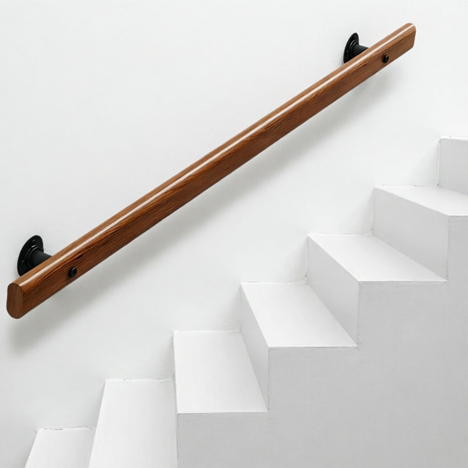 DMCHENGMA Solid Wood Stair Handrail (1ft-15ft) - Non-Slip Wall Mounted Banister Kit w/Brackets | Corridor Railings, Safety Grab Bar for Elderly & Kids(14ft/420cm)