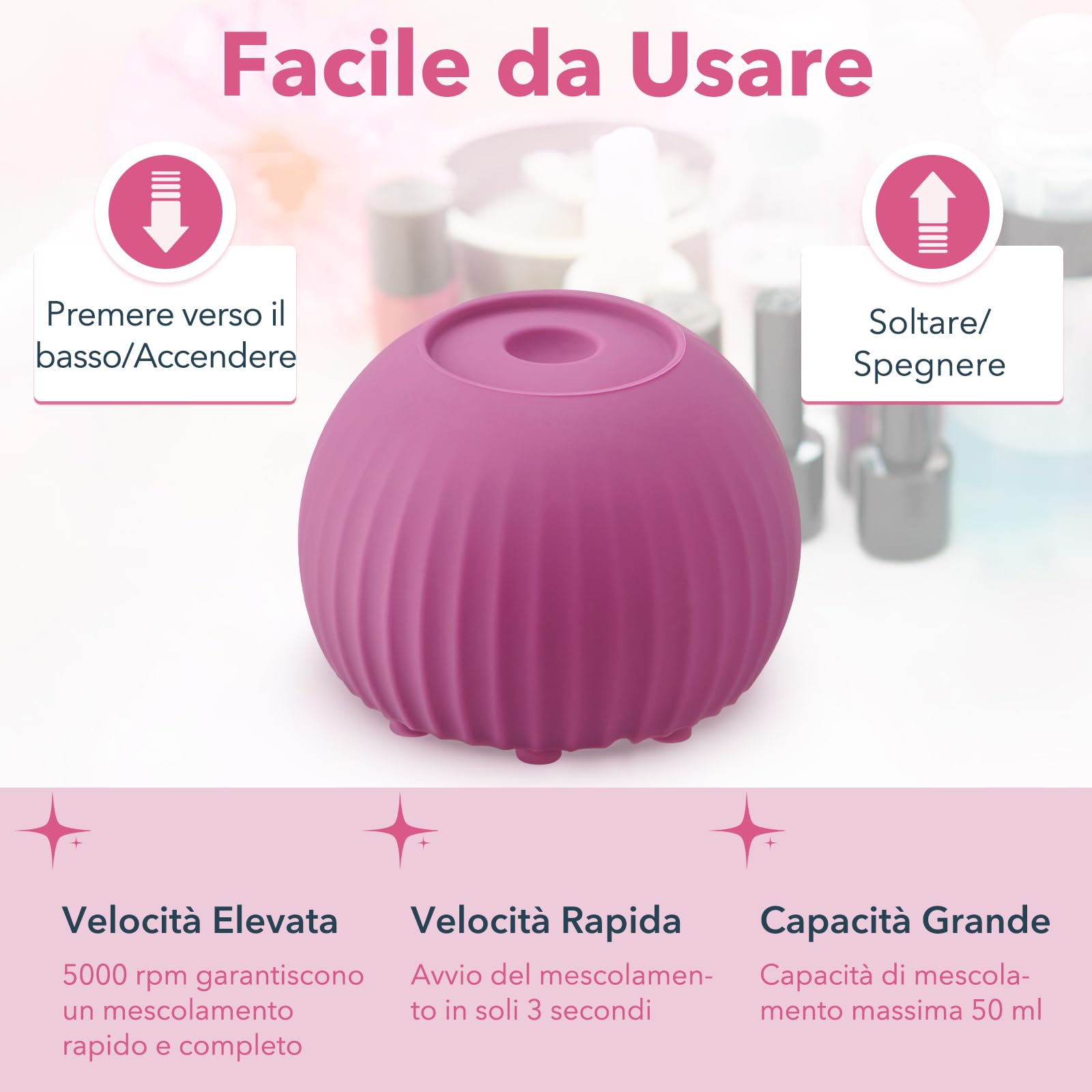 FOUR E'S SCIENTIFIC Vortex Mixer Lila Mini Vortex Mischer Farbenschüttler 5000 U/min Farbmischer Labor Mixing Vortex mit 100 Stück Mischkugeln für Nagellack, Wimperngel, Tinte