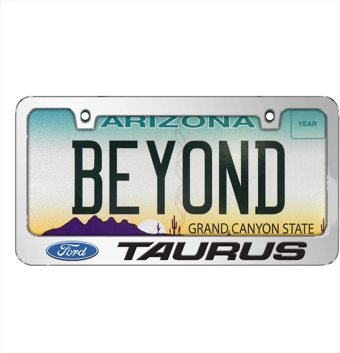 iPick Image for Ford Taurus in 3D on Mirror Chrome Metal License Plate Frame - Official Licensed