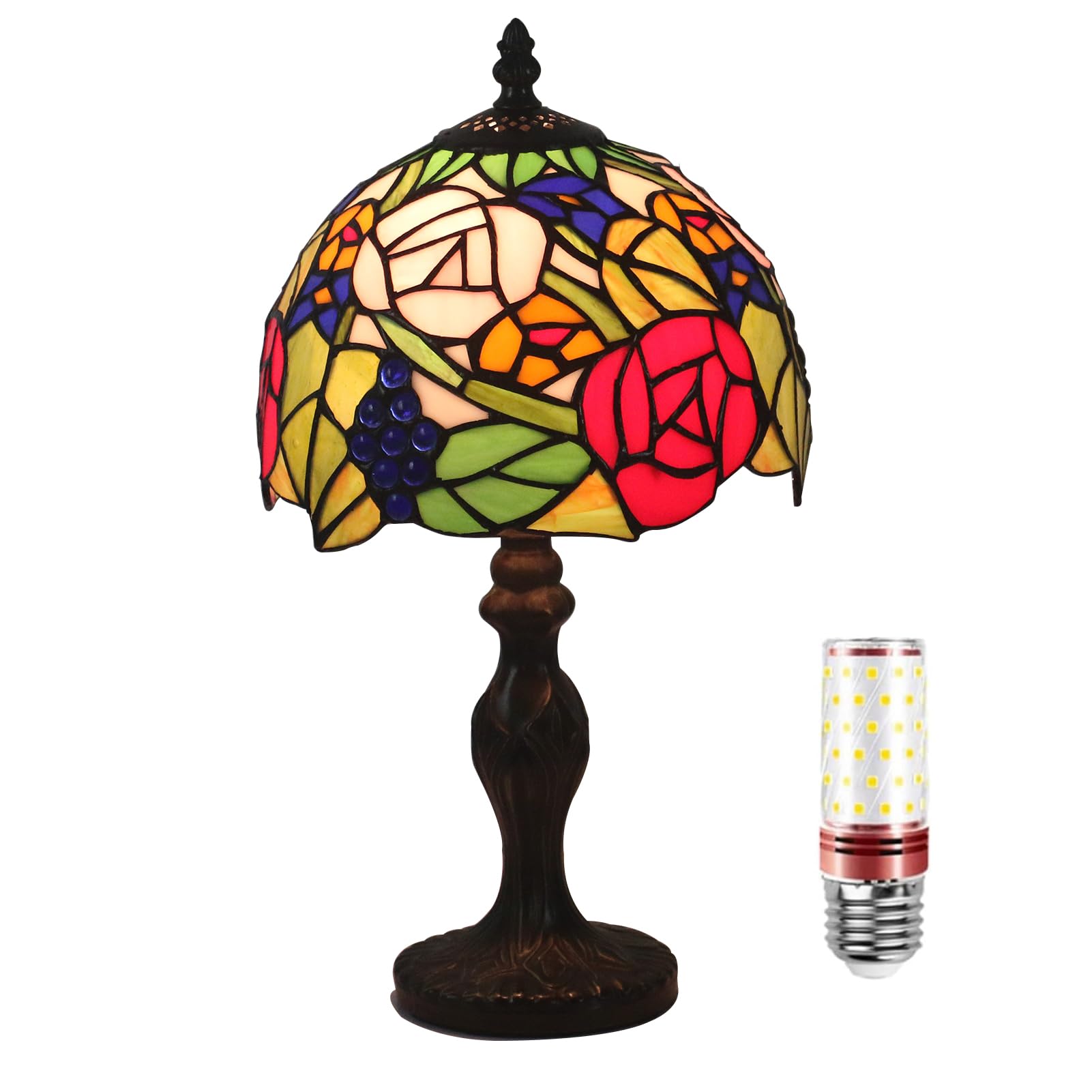 Aioneer Handmade Tiffany Style 8 Inch Stained Glass Table Lamp For Living Room And Bedroom Decorative Tiffany Lamps-C