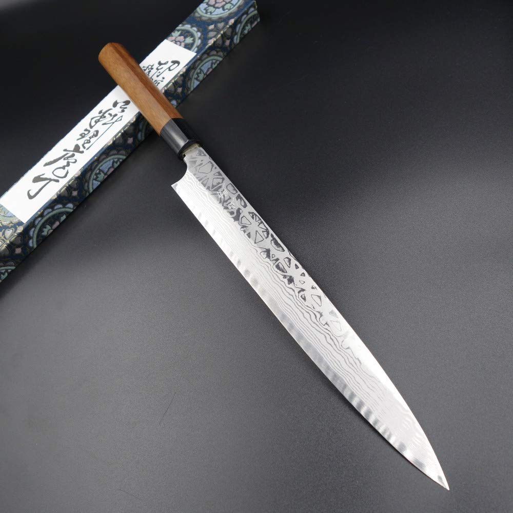 仙助 包丁 柳刃包丁 ダマスカス 安来鋼青紙2号 270mm 紫檀シノギ柄 Amazon|仙助 柳刃包丁 ダマスカス 安来鋼青紙2号 270mm 紫檀