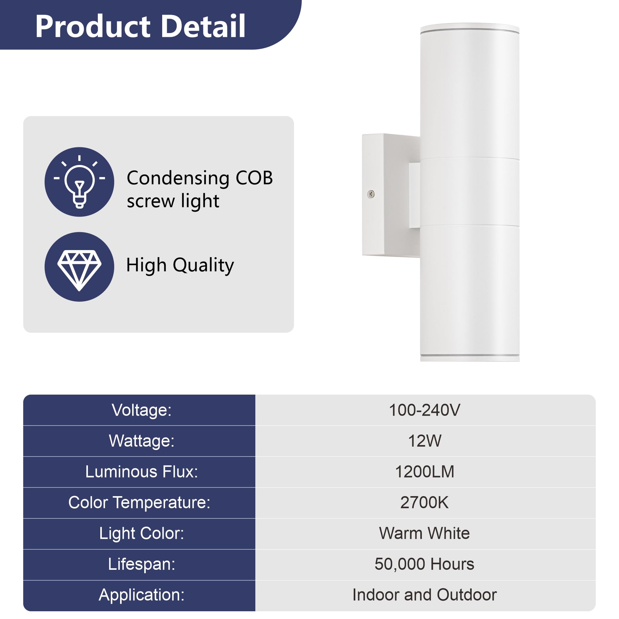 GoBright Luces De Pared Para Exteriores, 12 W, 3000 K, Luces LED Integradas Cilíndricas Hacia Arriba, 1200 Lúmenes, Aplique De Pared Exterior Súper Brillante E Impermeable, Paquete De 2 Faroles De