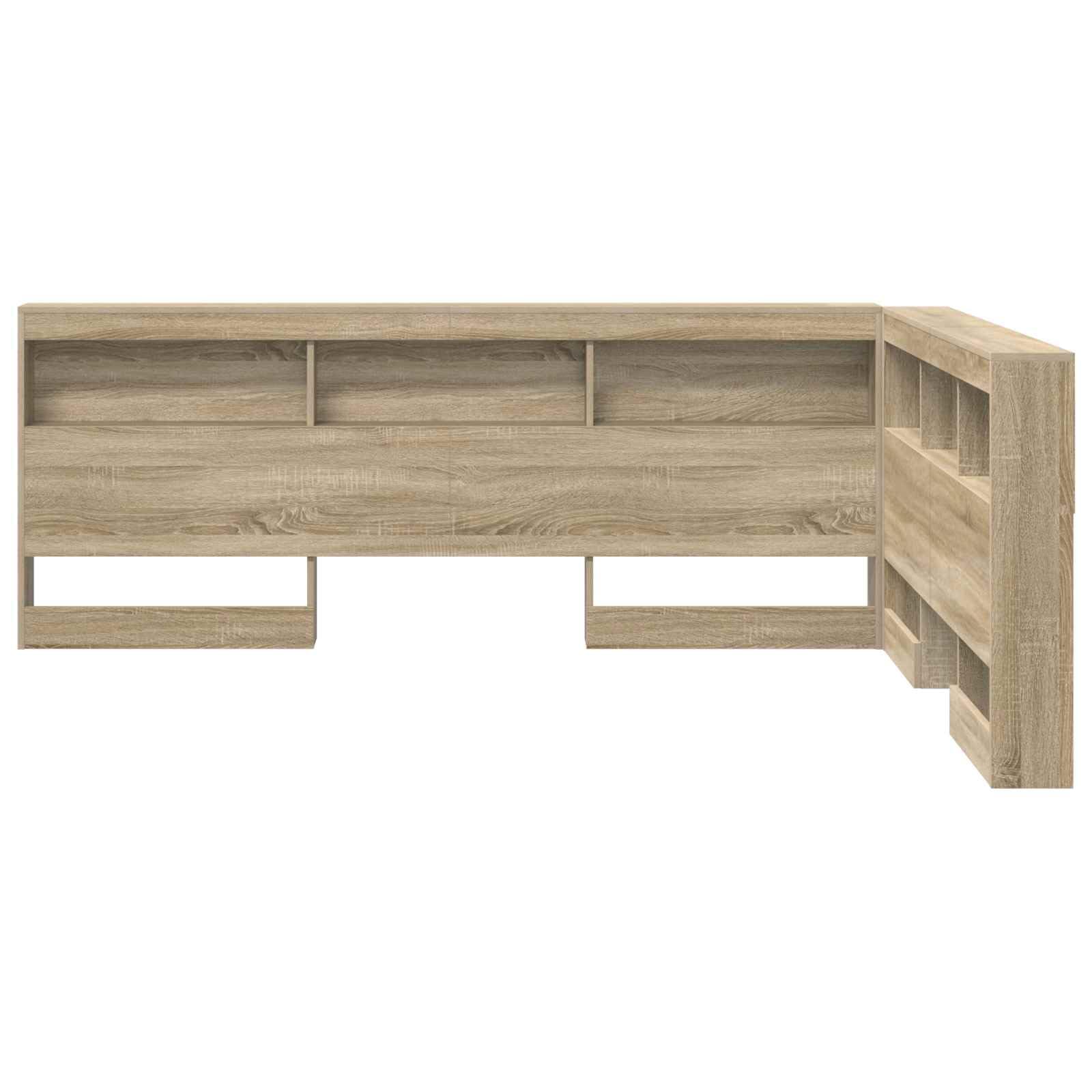 Tête de lit de Rangement en Bois d'ingénierie Chêne Sonoma 160 cm avec étagères intégrées, Station de Charge, Design Moderne scandinave pour Chambre Adulte ou Enfant