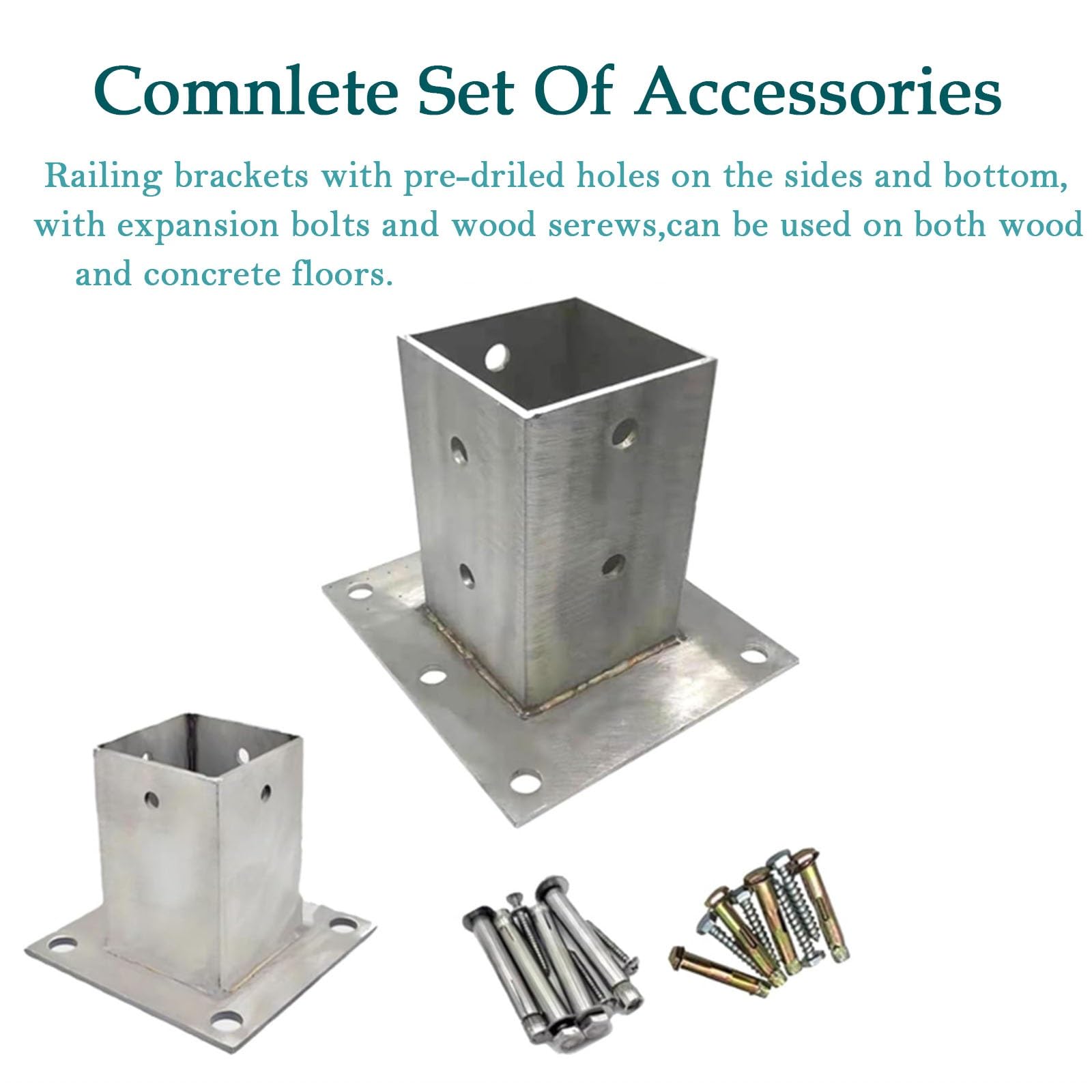 base poste Kit De Soporte Para Postes De Madera De Alta Resistencia, Base Para Hormigón Con Kit Completo, Soporte De Acero Inoxidable Para Carteles(11 X 8cm/4.3 x 3.1in)