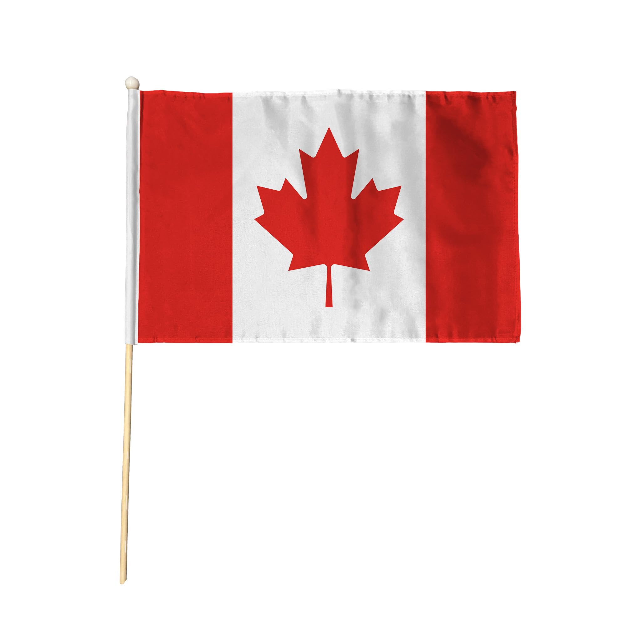 Flagtex Canada Maple Leaf Pack of 12 Hand Waving Flag (9x6 Inch) - Premium Wooden Stick Canadian National Flag Big Size Natural Wood Pole Canada Day July 1st Heritage