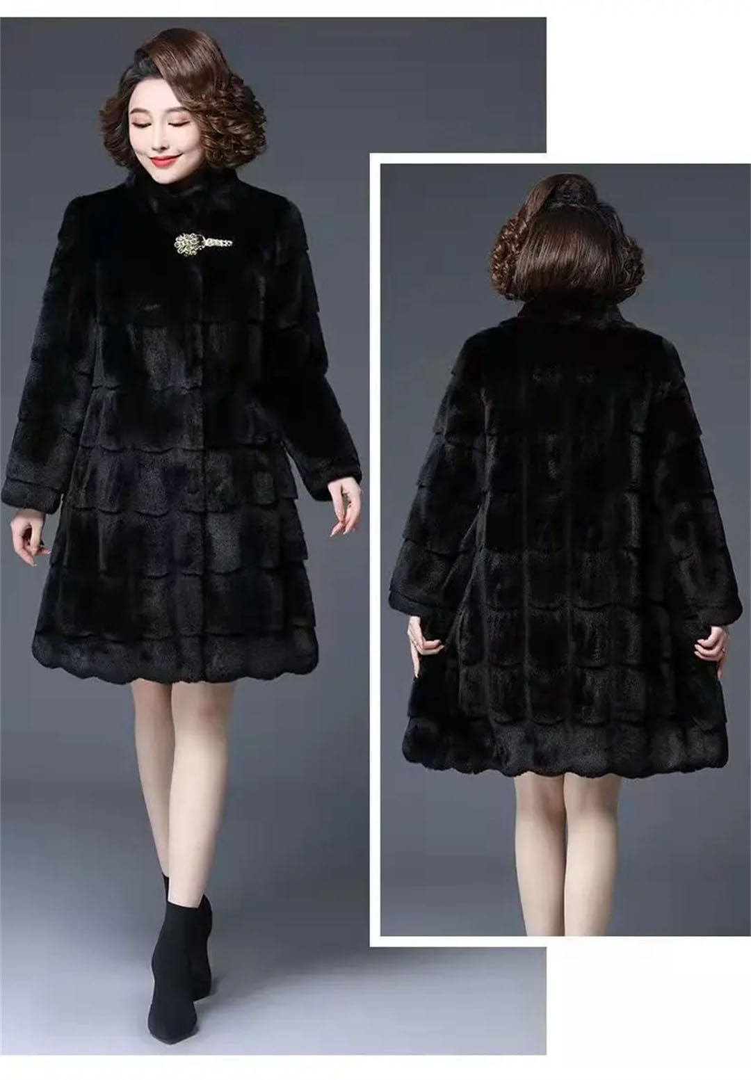 Chaqueta de invierno para mujer de mediana edad y ancianos, parka cálida y holgada, color albaricoque, talla XXL, albaricoque, XXL
