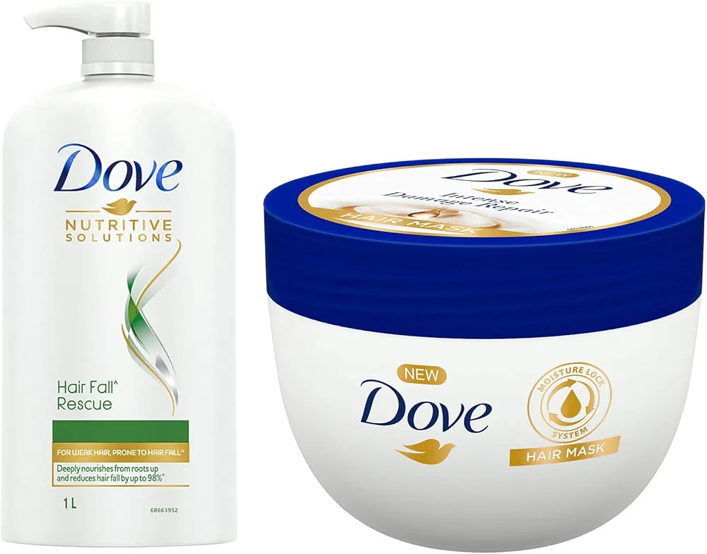 Dove Hair Fall Rescue Shampoo For Weak Hair, 1 Ltr & Dove Intense