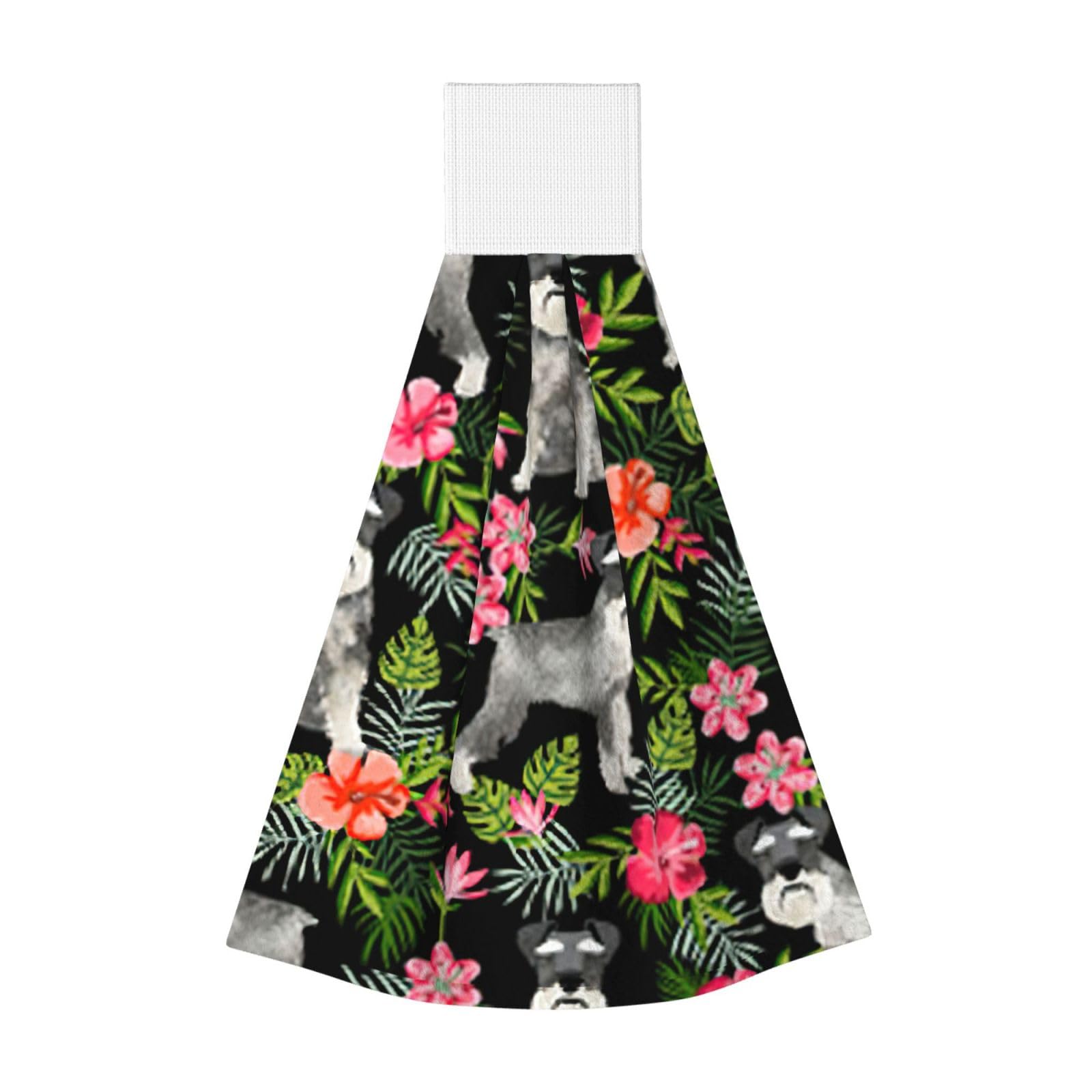 DUWAA Schnauzer Print Hanging Hand Towel Quick Dry Bathroom Towel Soft Kitchen Towel
