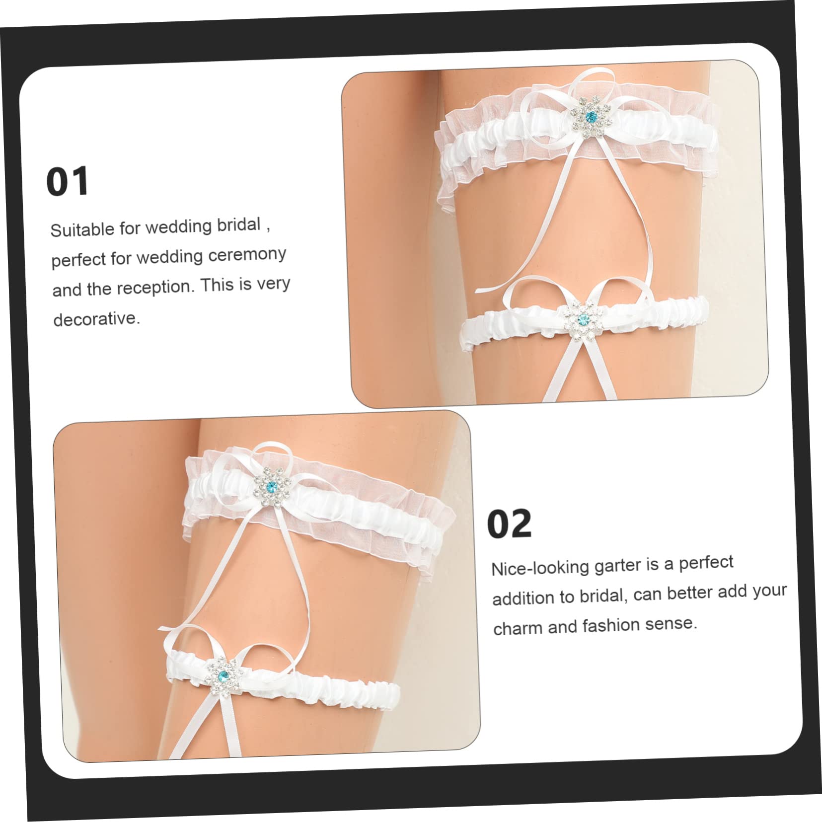 5ensembles Jarretière Élastique pour Mariée Ensemble De Jarretelles Dentelle Blanche Accessoire De Mariage Confortable Et Respirant pour Cérémonie Nuptiale