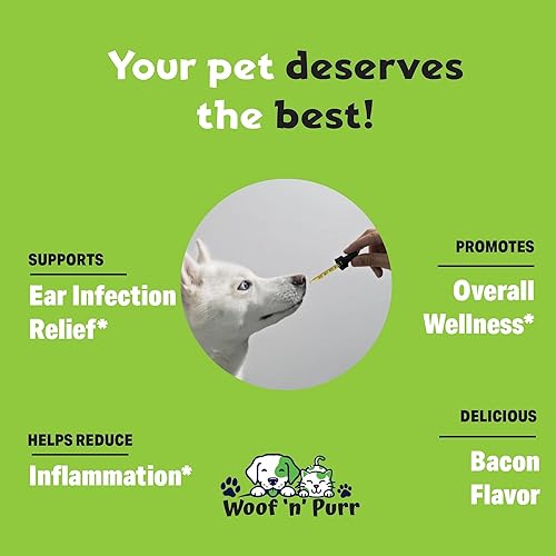 Miniatura 3 de Woof 'n' Purr Limpiador natural de oídos para perros y tratamiento de infecciones para perros, gotas para picazón, irritación y enrojecimiento