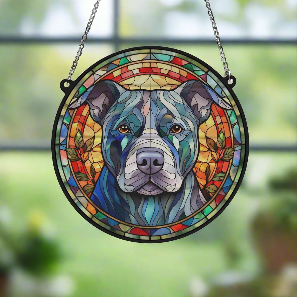 Stafforshire Bull Terrier Stained Glass Effect Suncatcher Gift for Dog Lovers - 13cm, Multicolor - Image 4
