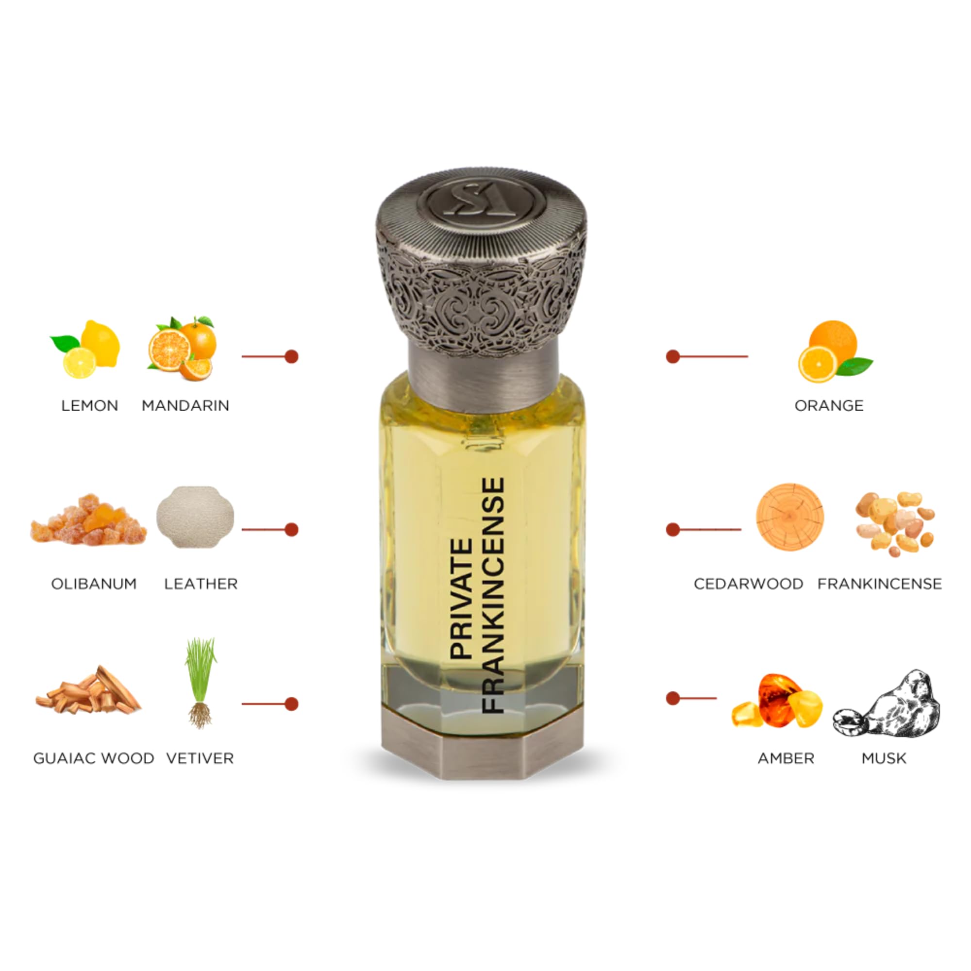 Swiss Arabian Private Frankincense Aceite de Perfume Concentrado Unisex de 12ML: una Mezcla majestuosa de Incienso, oudh y Madera de Cedro, para Verdaderos conocedores