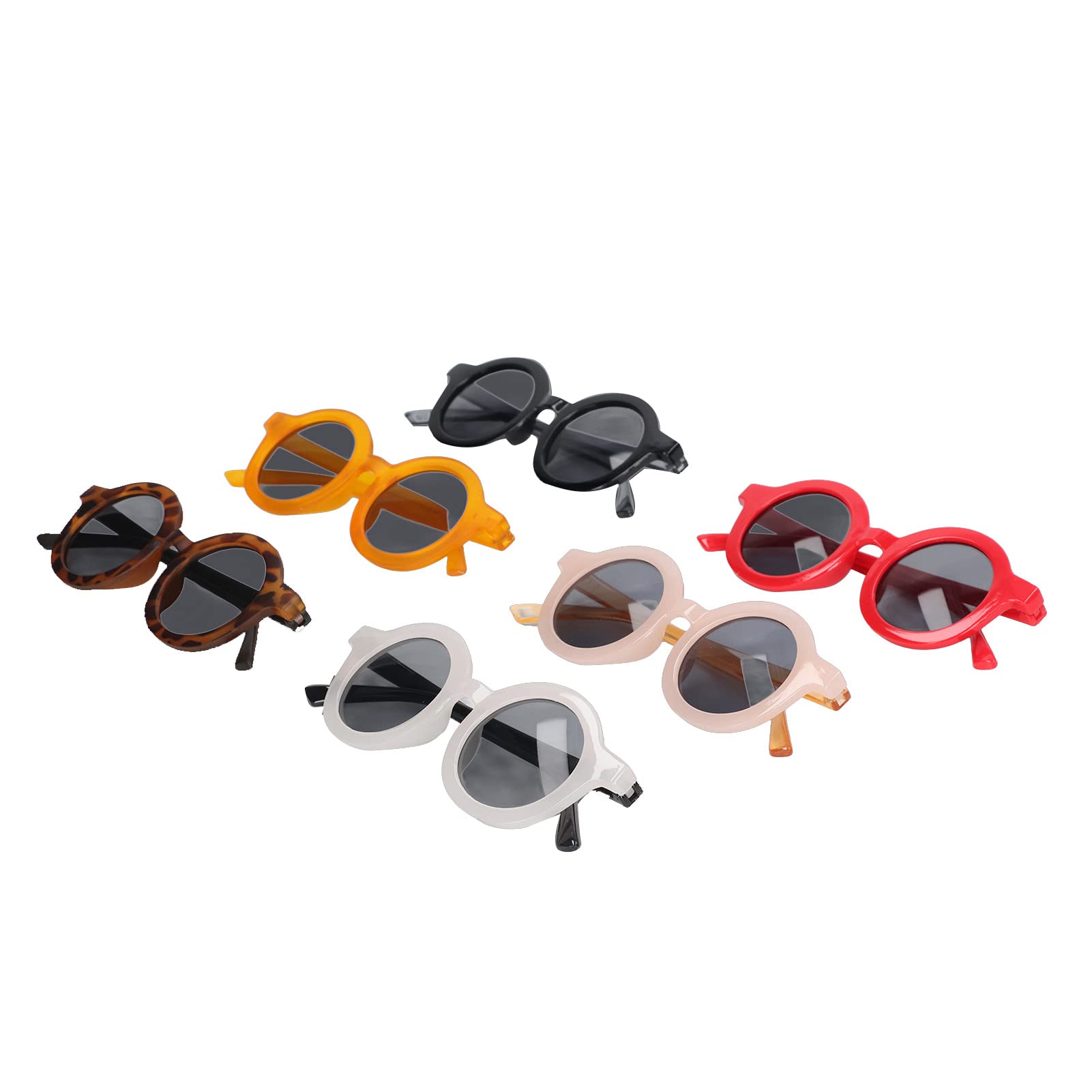 RIZGHWOY Gafas de Sol Redondas y Coloridas para Niños en un Juego de 6, Gafas de Sol Ligeras con Protección UV, Ideales para Uso en Exteriores