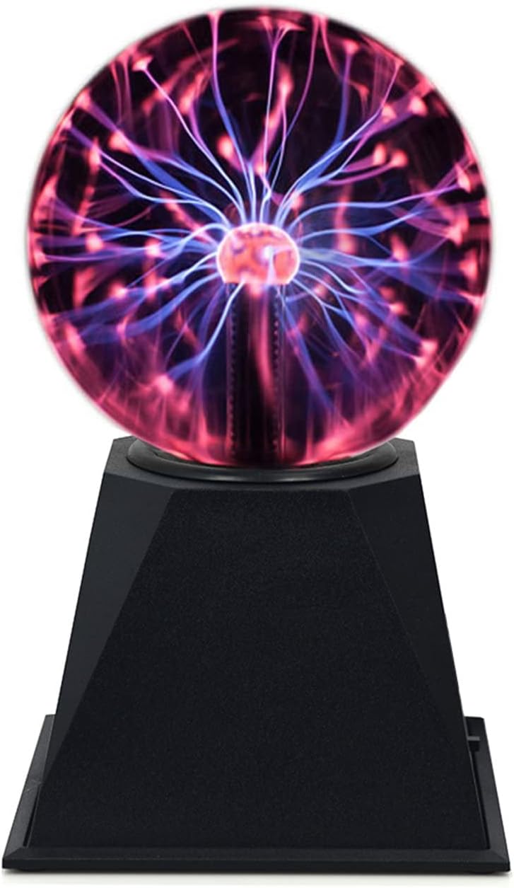 Magic Plasma Ball Touch Sound Sensitive Plasma Desk Lamp Light Nebula Sphere Flashing Balls Stem Science Nightlight Room Decorations (Red Light, 5 Inch)