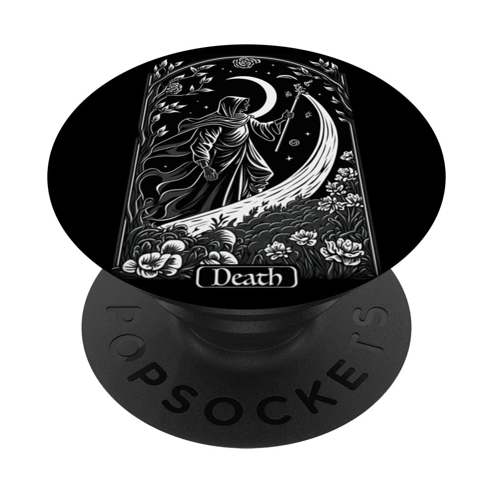 Tarot Card Death Grim Reaper Occult Gothic Witch PopSockets Swappable PopGrip, Black