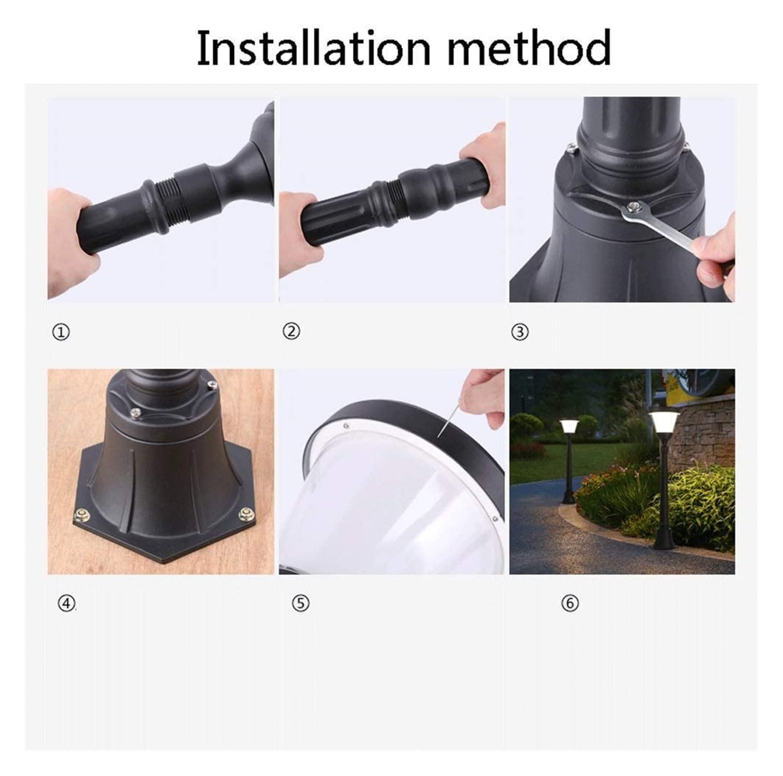 Cortile Lampione Lampione Led Alto Palo Strada Pilastro Lanterna Luce Moderna Paralume Esterno Impermeabile Alluminio Post Light Path Way Garden Villa Decor Colonna Lampada, Luce Bianca, Lampione