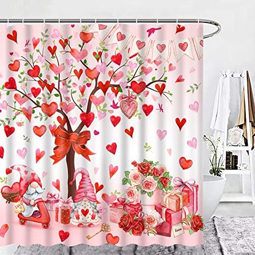 Alishomtll Valentine's Day Shower Curtain, Romantic Pink