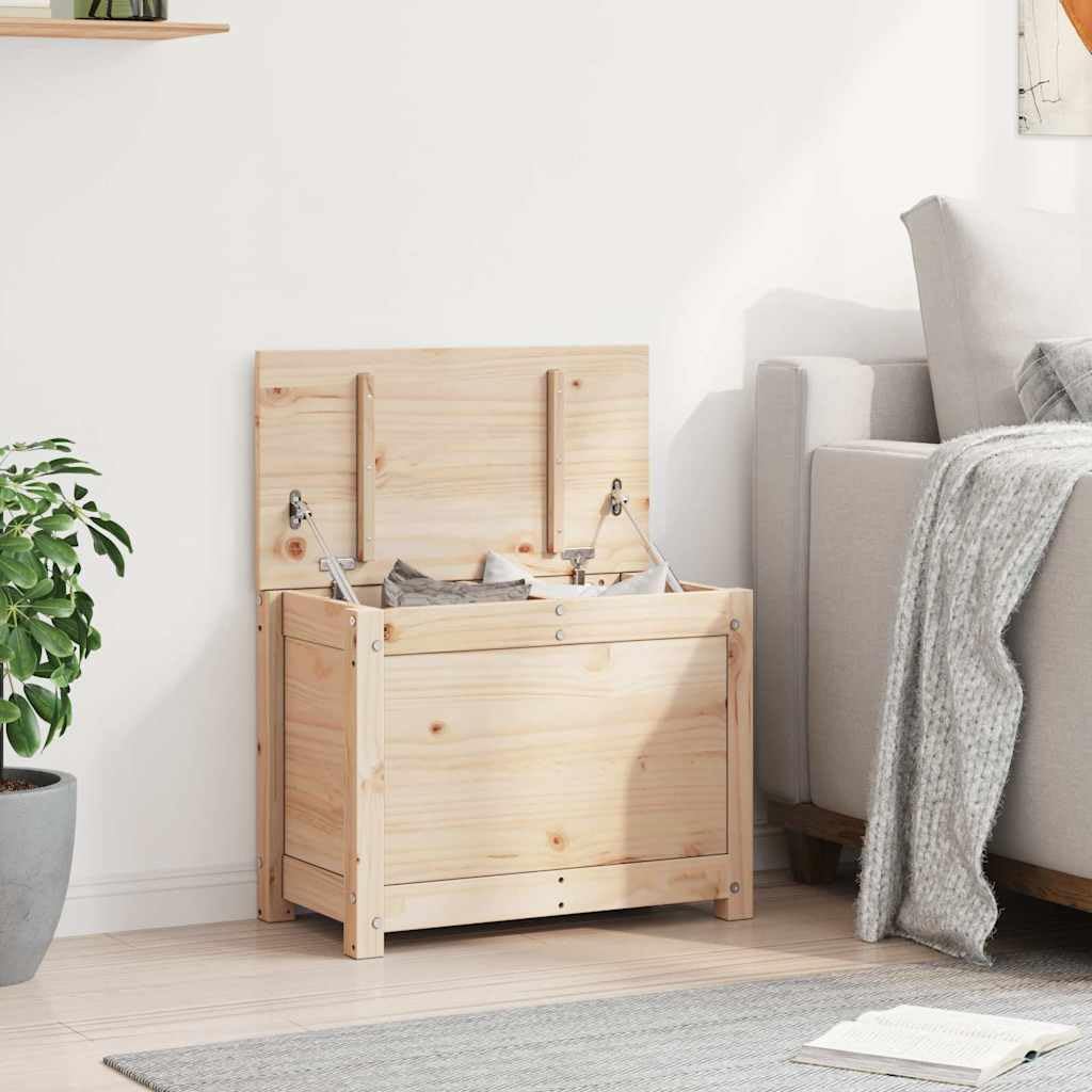 Baúl de madera maciza de pino 60 x 32 x 45,5 cm, almacenamiento con muelle de gas para salón, dormitorio, pasillo, orden y organización