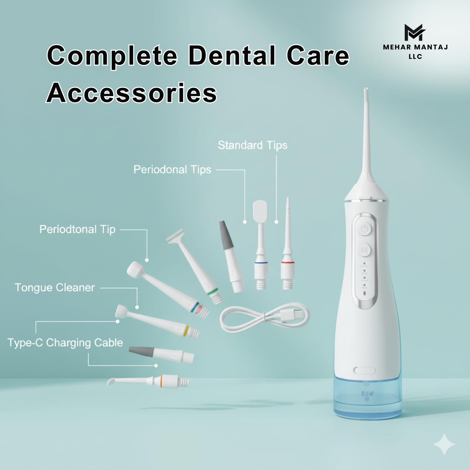 Tragbare schnurlose Munddusche - 320 ml Wasserflosser mit 3 Modi, IPX7 wasserdicht, USB Type-C wiederaufladbar, 1400-1800 Impulse/Min - Dental Wasserstrahl für Zähne, Zahnfleisch, Zahnspange & Reisen