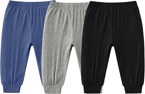 Pantalones deportivos de viscosa de bambú para bebés, niños y niñas, pantalones harén