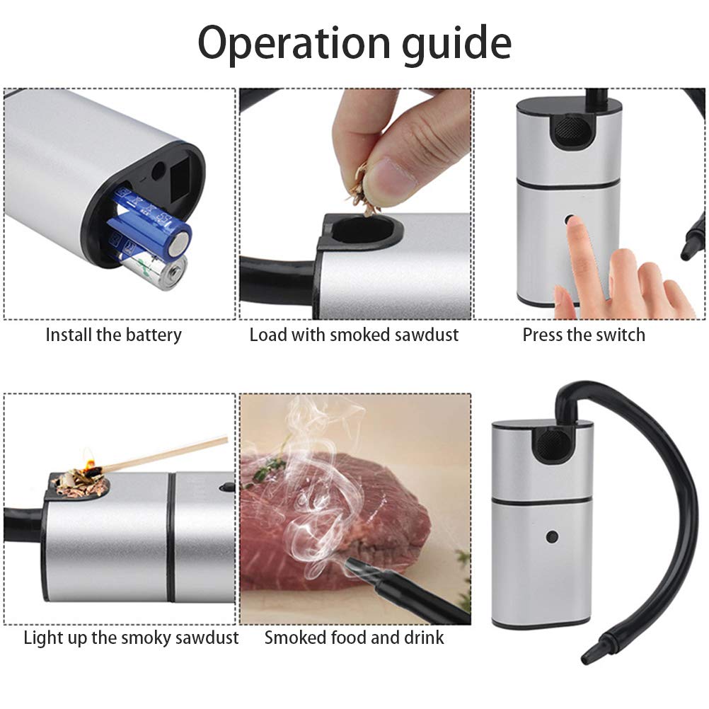 Affumicatore a freddo, portatile, per barbecue e cibi freddi, infusore per formaggi, salmone, salsicce, carne, cocktail (come mostrato)