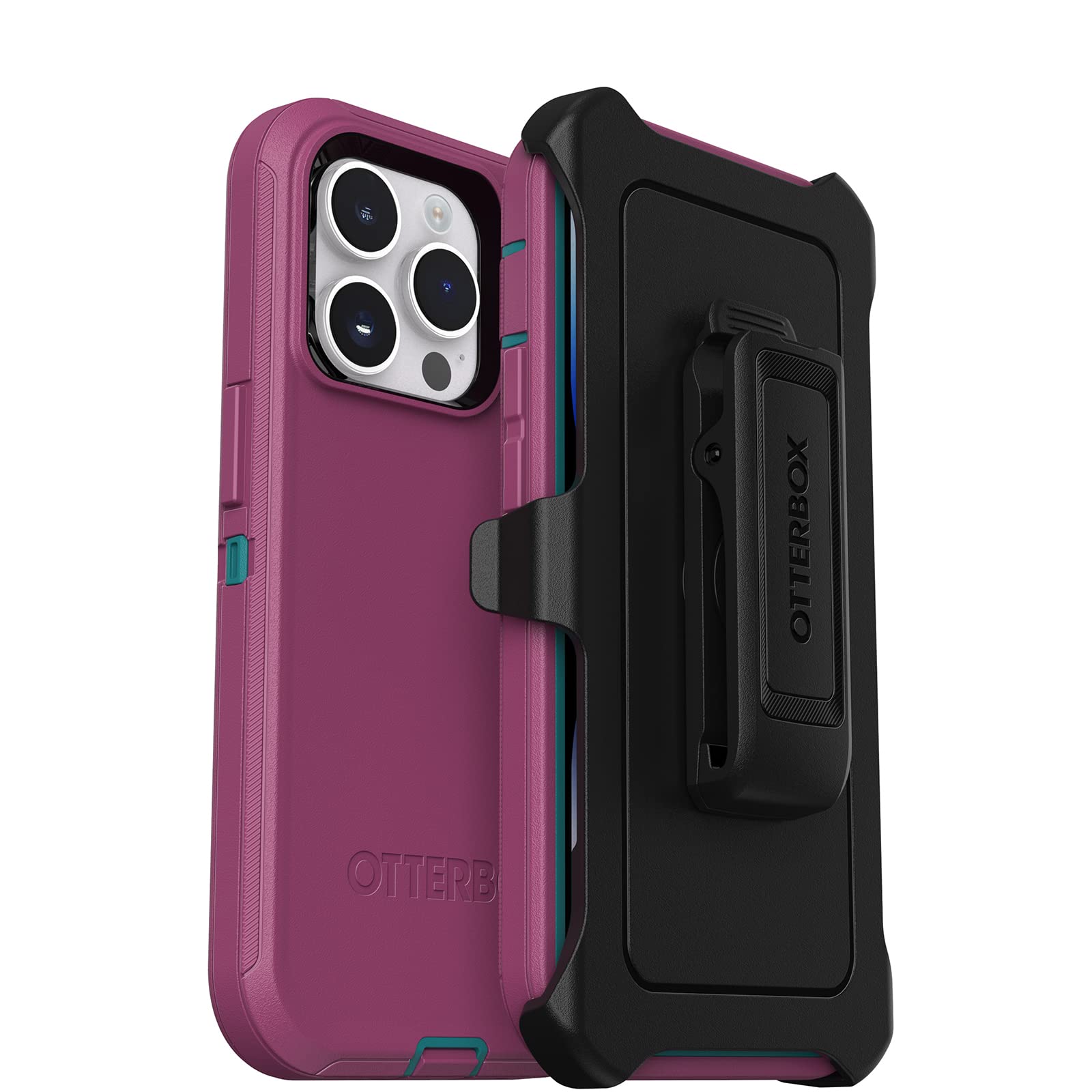 OtterBox iPhone 14 Pro (ONLY) Defender Series Case - Canyon Sun (Pink), Rugged & Durable, with Port Protection, Includes Holster Clip Kickstand