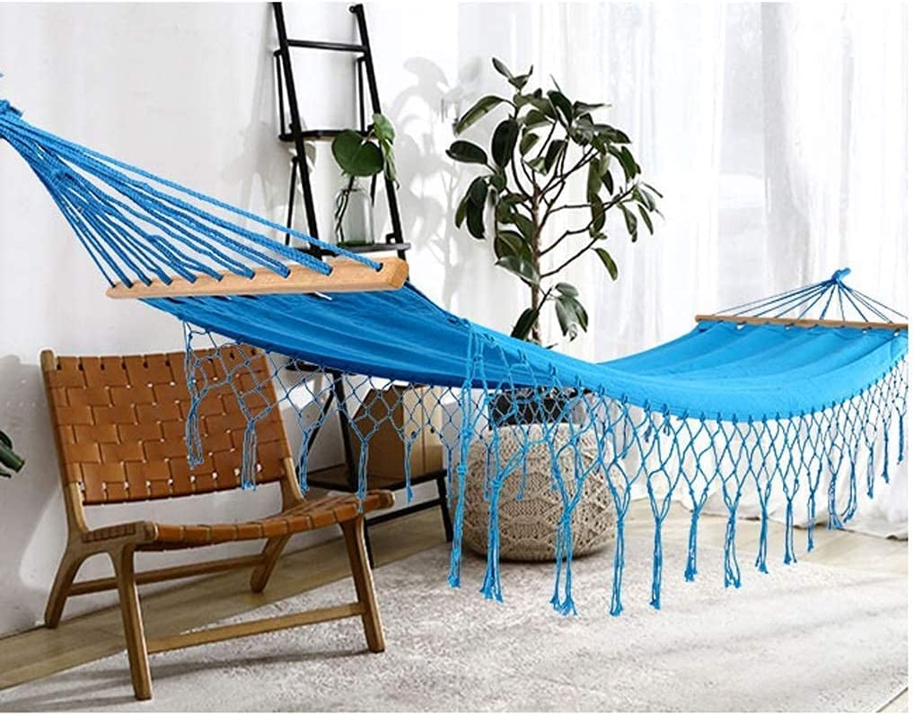 Hamak Ultralekki, Hammock Rekreacja Płótno z frędzlami Hamak Koronkowy Wygodny składany hamak Huśtawka na zewnątrz Beach Garden Backyard na Kemping, na Zewnątrz