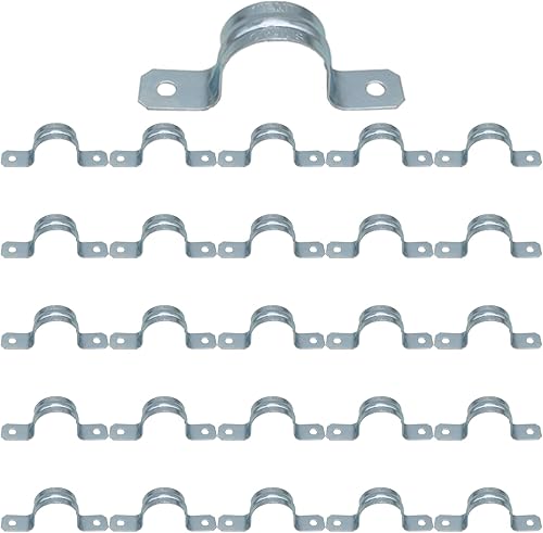 Miniatura 16 de Abrazadera de tubo de acero galvanizada de 1/2 pulgada, tubo rígido de acero, soporte de 2 agujeros U, abrazadera de tubo, correas de conducto