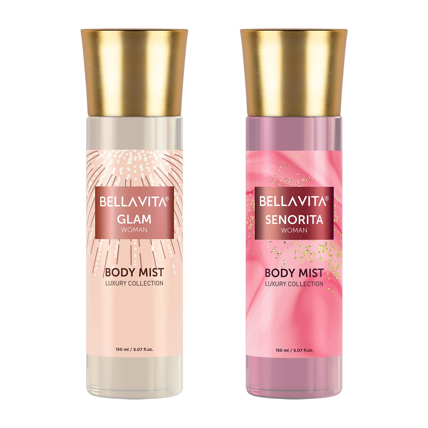 Bella Vita Luxury Senorita & Glam | Long Lasting 2x150ml Perfume Body Spray Mist for Woman | with Refreshing Floral, Woody and Fruity Fragrance of Jasmine