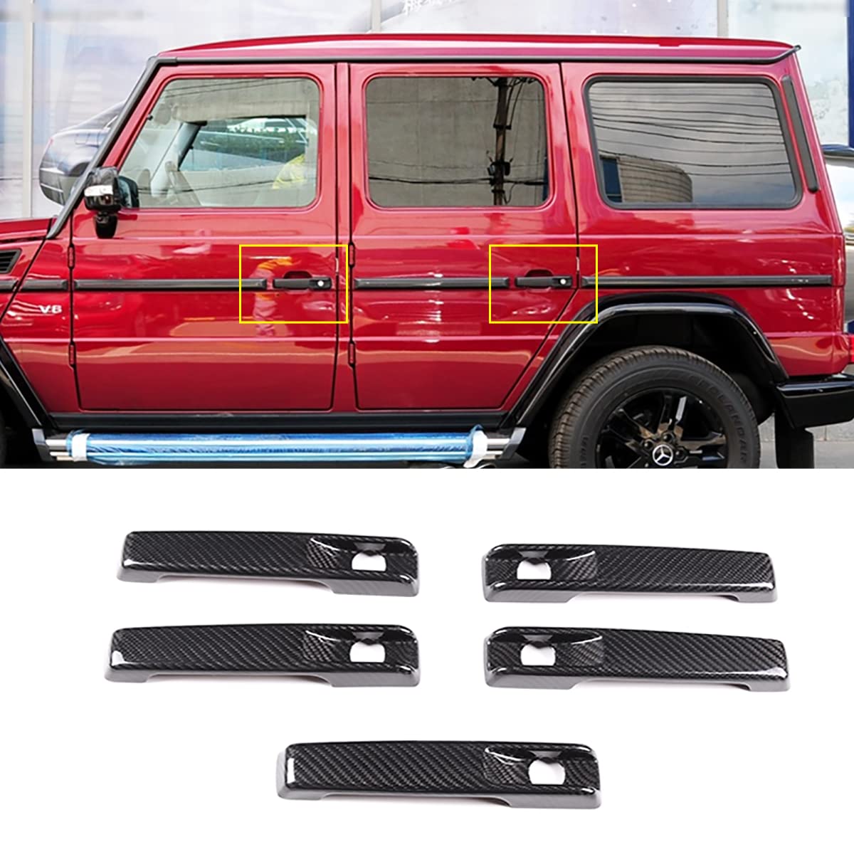 for Mercedes Benz G Class 2004-2018 W463 Real Carbon Fiber Auto Exterior Door Handle Trim Cover Decoration Car