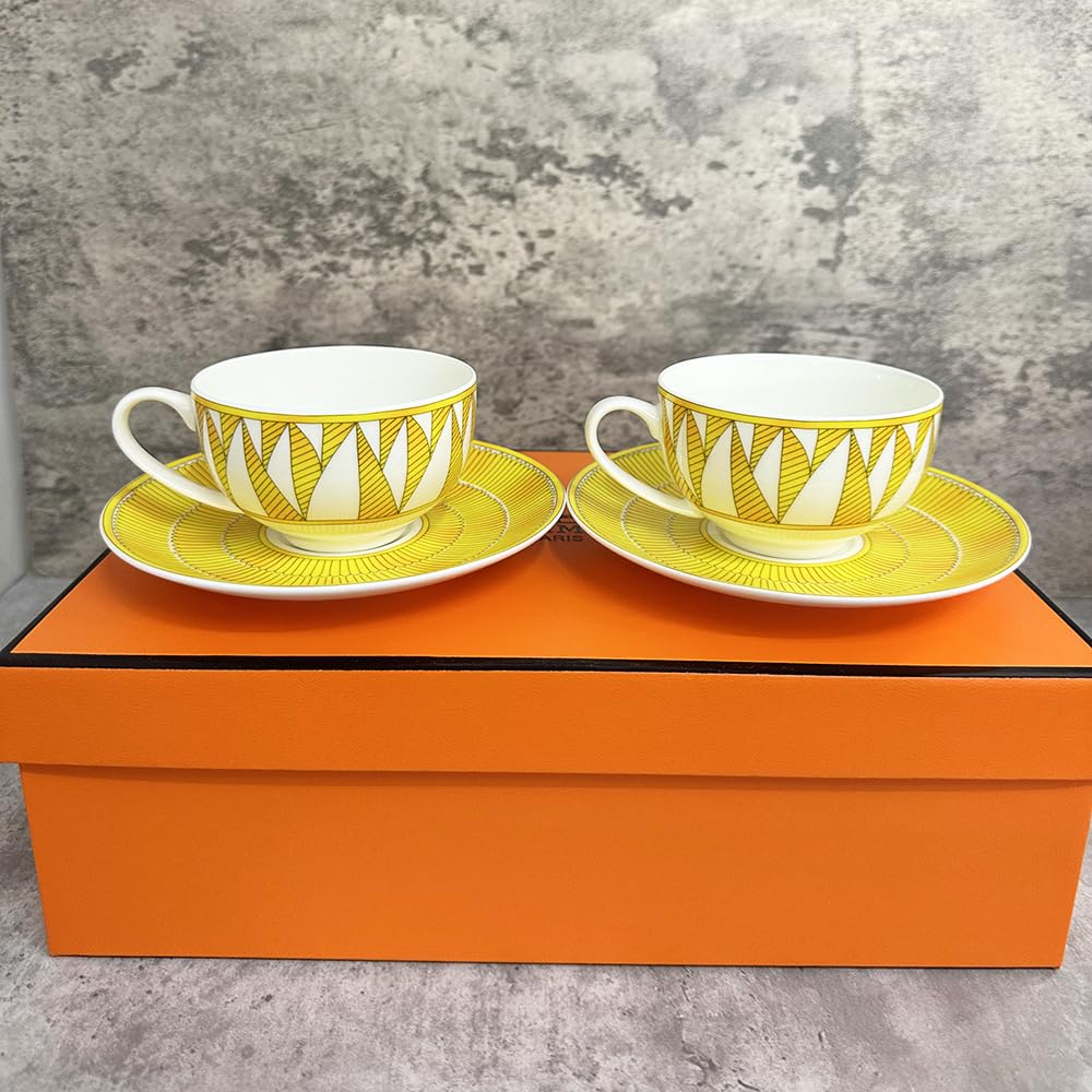 Tazas Cafe Juego de 2 Tazas de té de cerámica de Arte Vintage, Tazas y Platos de té y café, Tazas de té y platillos, los Mejores Regalos Juego De Cafe(7)