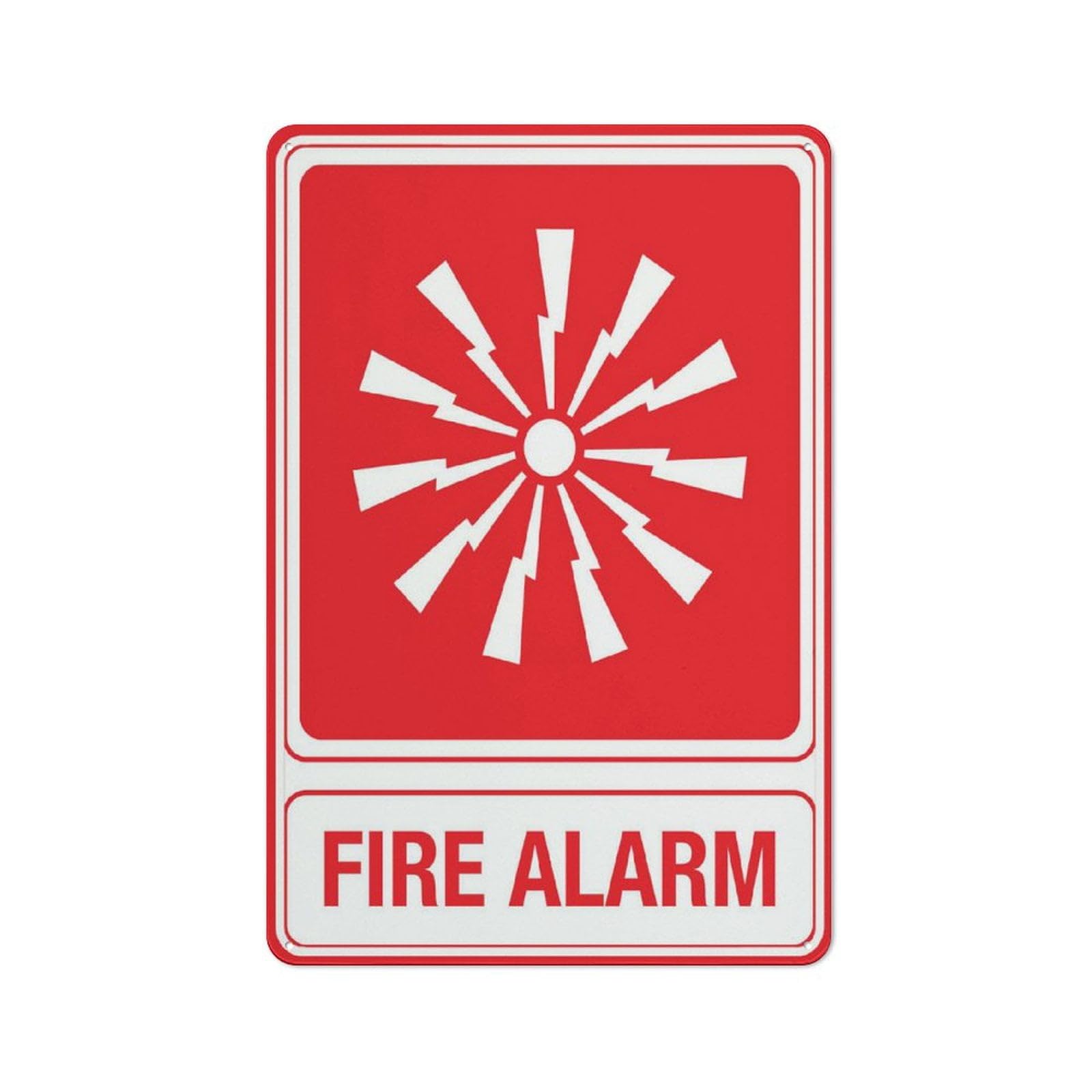 Fire Alarm (Symbol) Sign for Business, 8x12 Inch Rust-Free Aluminum UV-Printed, 4 Pre-Drilled Holes, Durable & Weatherproof