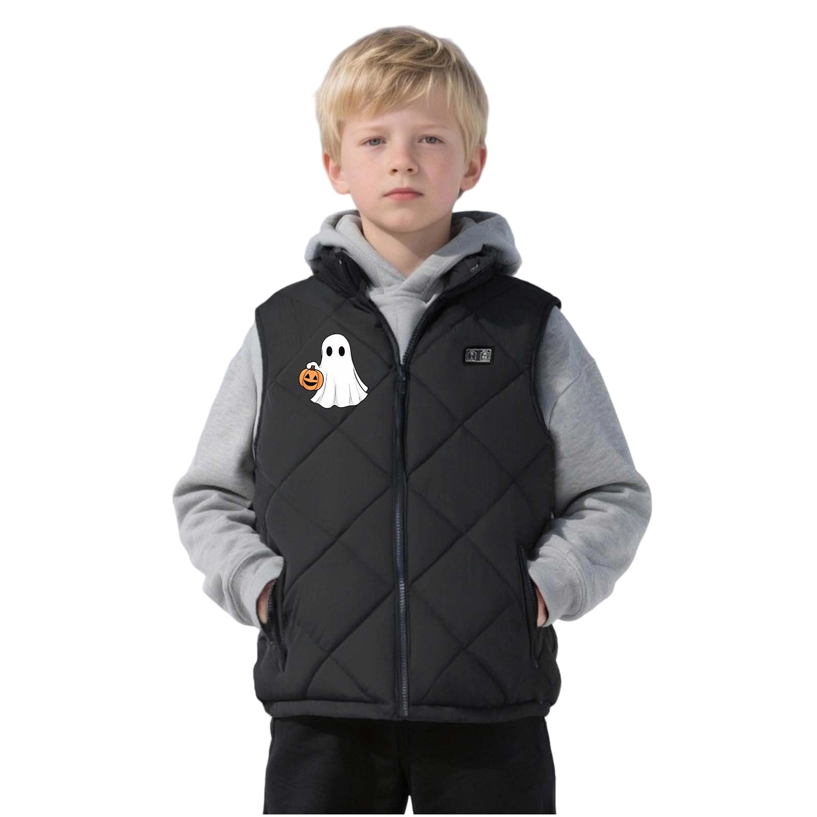 Gilet Riscaldata Invernale Bambini Senza Maniche Cappotto con 13 Zone Riscaldanti Giacca Elettrico USB Abbigliamento Riscaldante Intelligente Gilet per Ragazzi Ragazze Giubbotto Caldo Giacche