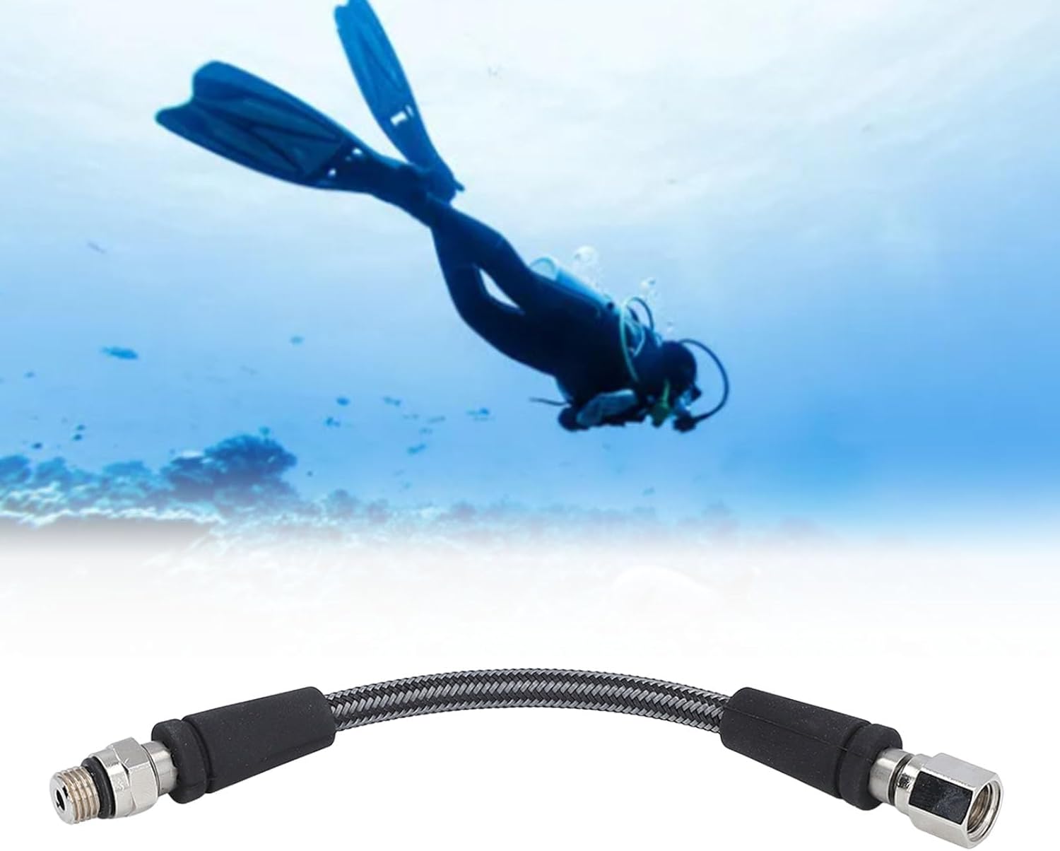 Keenso Professional Carbon Fiber Woven Flexible Safe Scuba Diving High Pressure Hose, Accurately Measure High Pressure, Ideal Diving Accessory