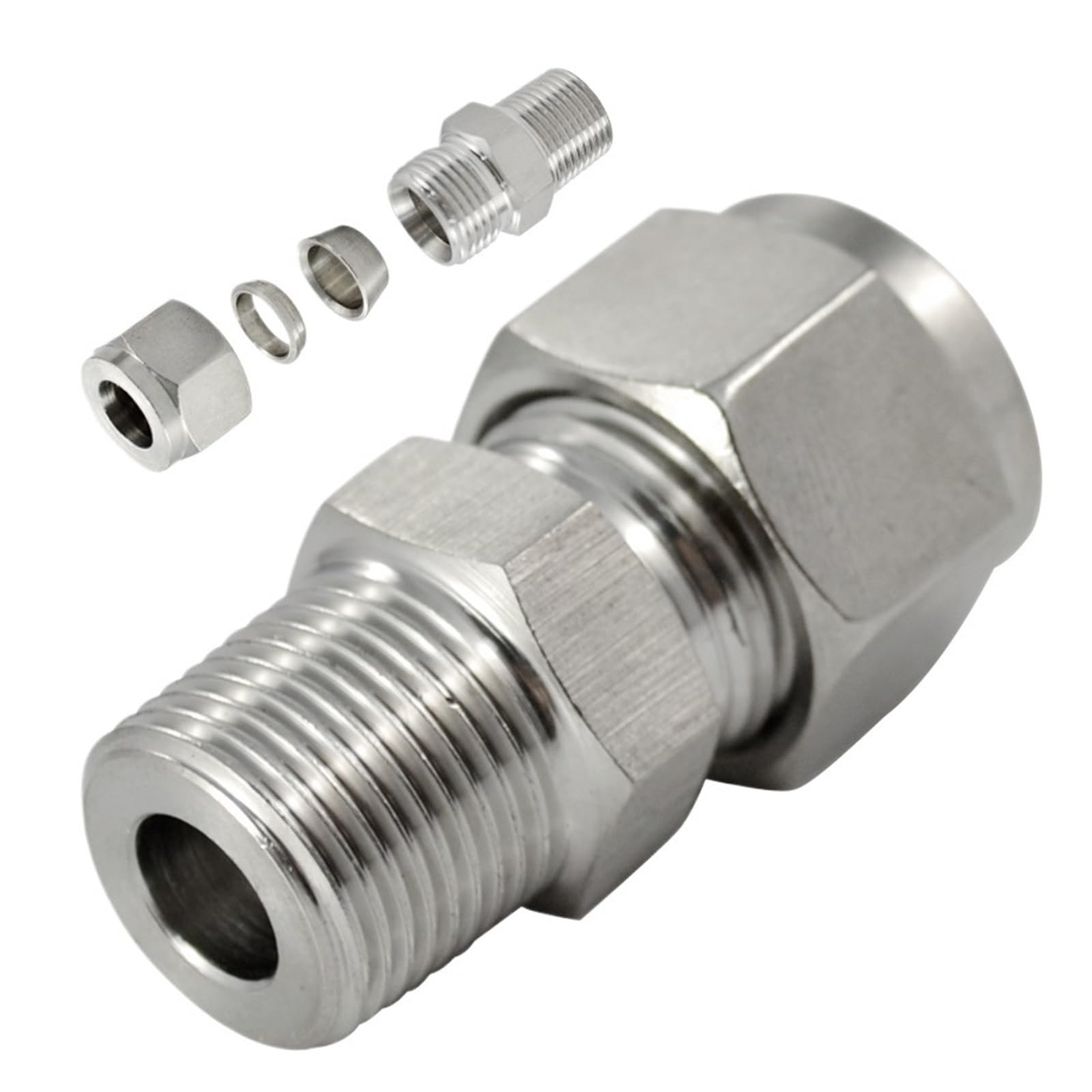 Raccordo di conversione in acciaio inossidabile 1/8" 1/4" 3/8" 1/2" 3/4" 1" M14 M20 Femmina Maschio Croce Raccordo per tubo divisore in acciaio inossidabile a 4 vie (maschio BSPT (ZG), M20x1,5)