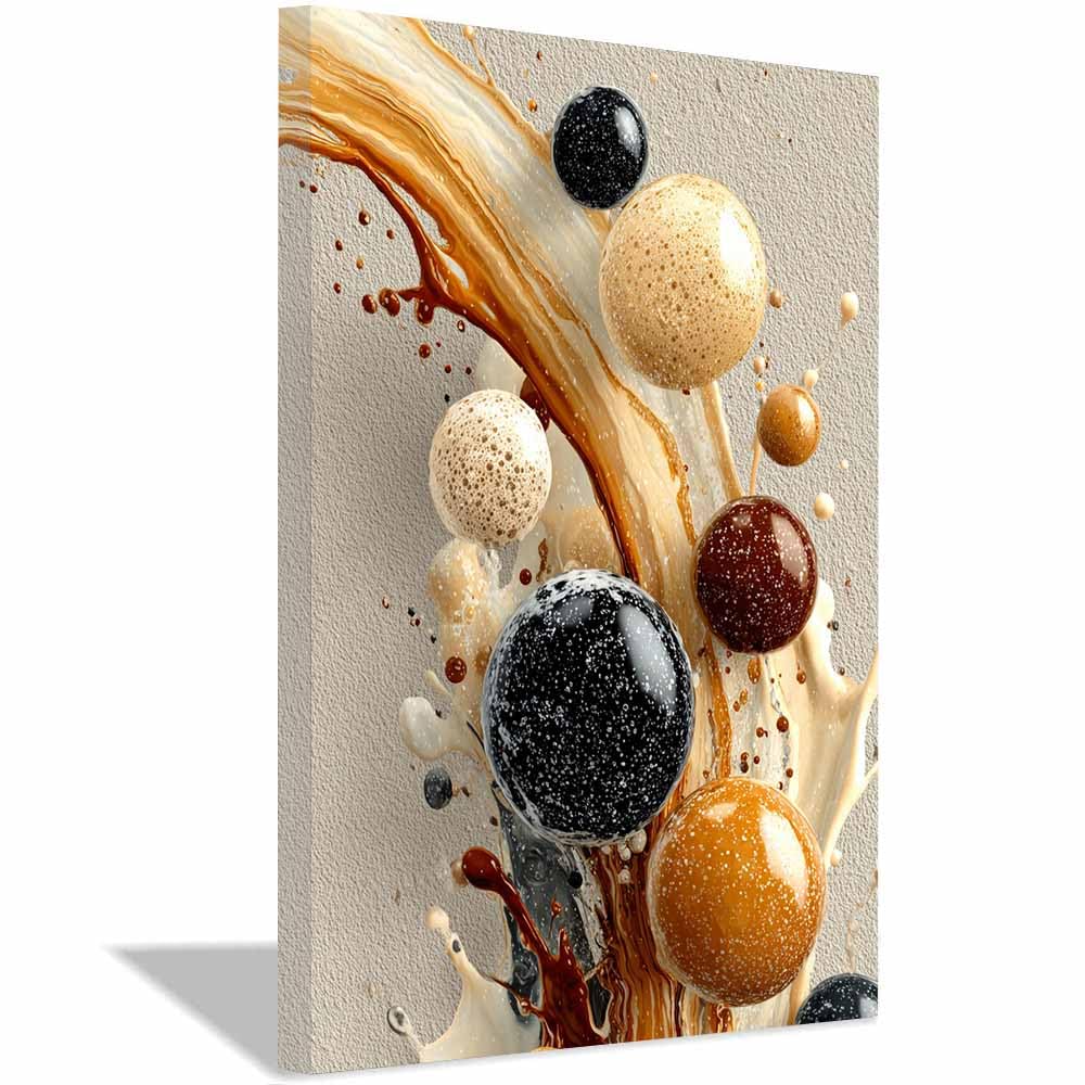 TODOAA Cuadro Abstracto Modernos Lienzo Fluido de tinta dorada blanco y negro cuadros -Salon baño Comedor dormitorio Decoración de pared（negro-50x70cm Enmarcado