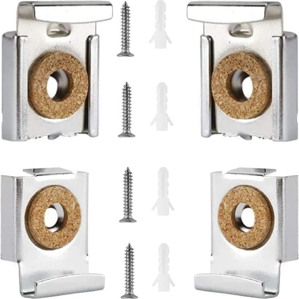 Spring Loaded Mirror Hanger Clips Set Unframed Mirror Mount Clips with Rawl Plugs and Screws