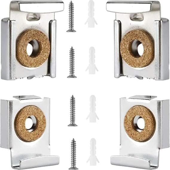 Spring Loaded Mirror Hanger Clips Set Unframed Mirror Mount Clips with Rawl Plugs and Screws