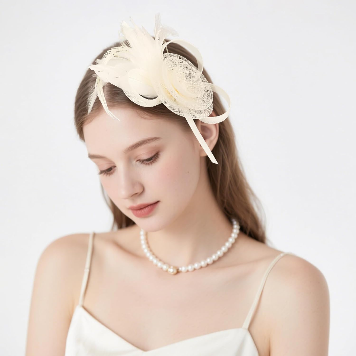 AMCAMI Fascinators Hats with Feather for Women 2026 Derby Hats Small Tea Party Hat with Headband - Image 5