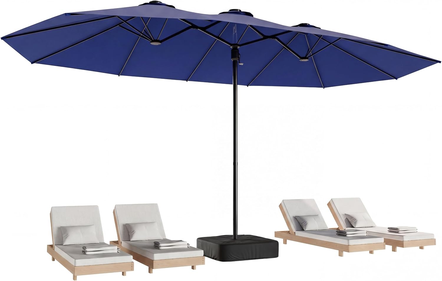 LAUSAINT HOME 13ft Large Patio Umbrella with Base Included, Double-Sided Rectangle Outdoor Umbrella with Crank Handle, Patio Table Umbrella for Poolside Deck Market, Navy Blue