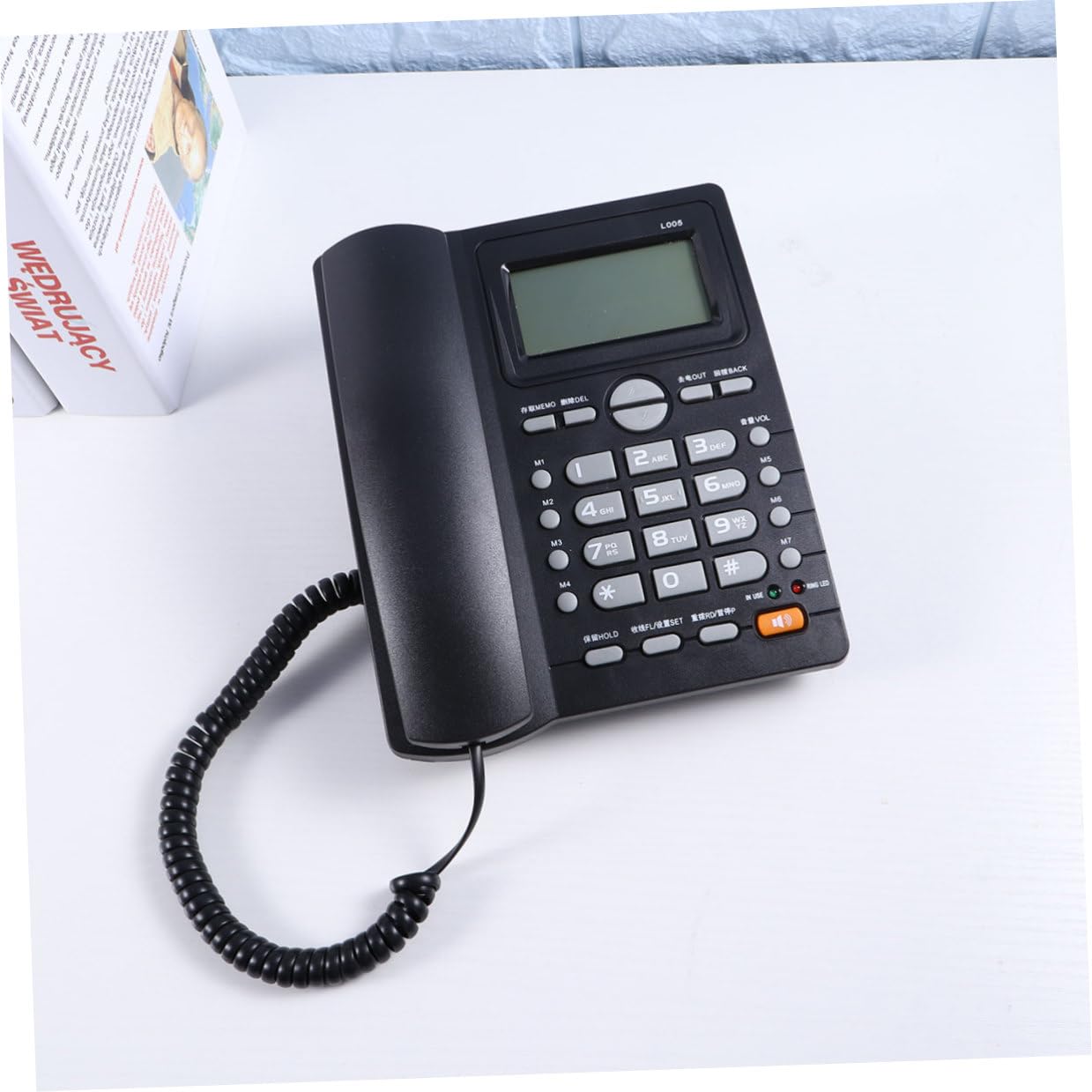 HEMOTON Telefono Fisso da Ufficio Business Nero in Plastica | Display Data e Settimana in Reale, Memoria Musicale Integrata, per Negozio e Ospedali