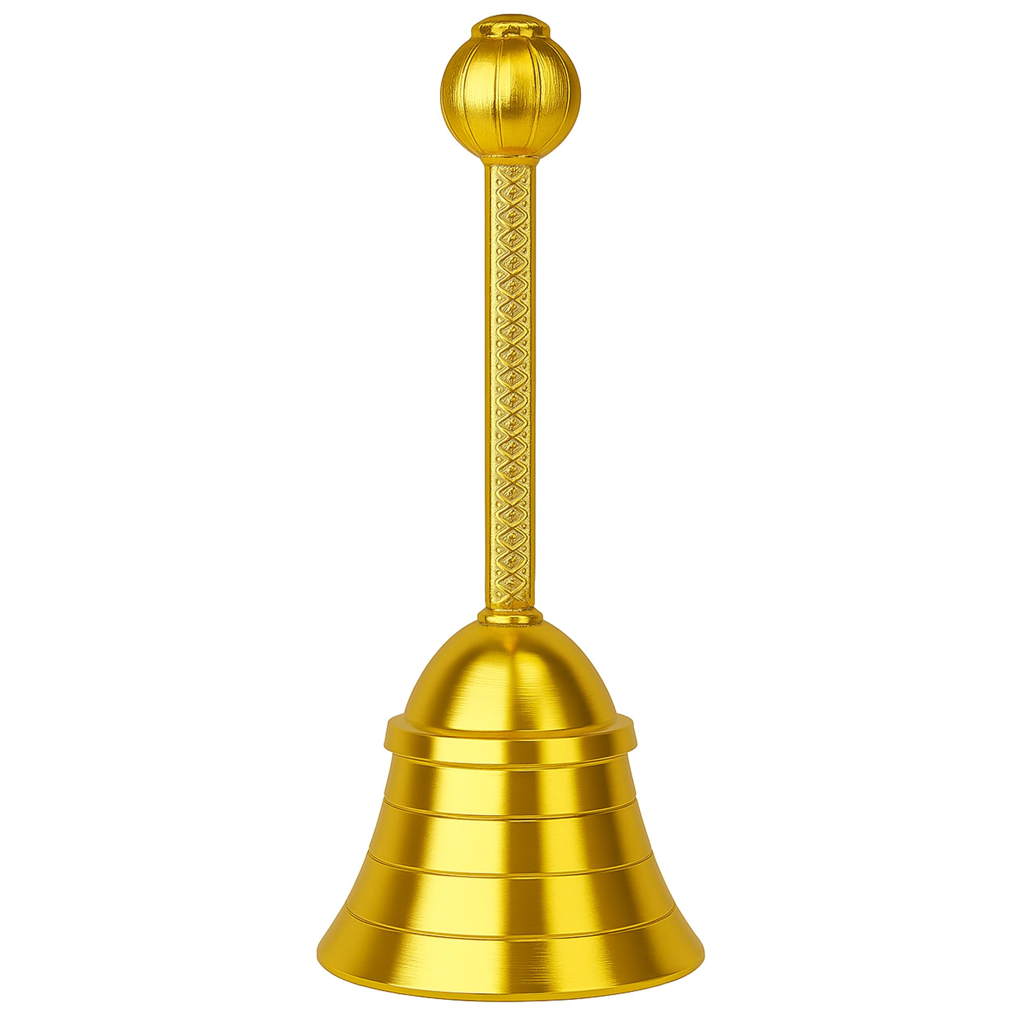 HOME GENIE Brass Hand Bell for Pooja – Traditional Golden Temple Bell for Home Mandir, Aarti, Hawan & Festive Décor | Decorative Brass Ghanti for Prayer Rituals — image 1