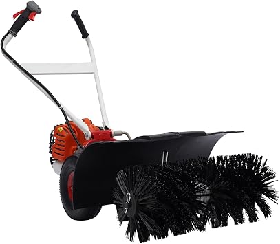 Artificial Grass Brush Sweeper 2-Stroke 52CC 2.5HP Gas Powered Walk Behind Sweeper Broom 23.6In Hand Push Snow Leaves Cleaning Sweeper for Artificial Turf, Lawn, Sidewalk, Driveway