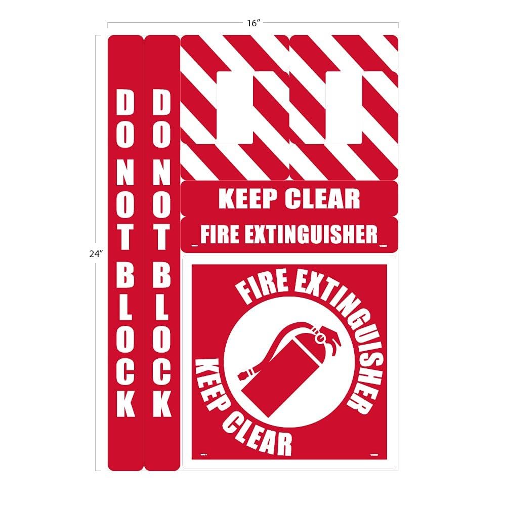 NMC WFK07 - Kit de marcado para suelo (configurable (incluye 12 x 12 tiras de marcado con ángulos de esquina), superficie antideslizante texturizada, extintor de incendios mantiene claro