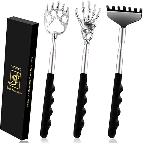 Asqraqo Back Scratcher 3 Pack Different Design Stainless Telescopic Back