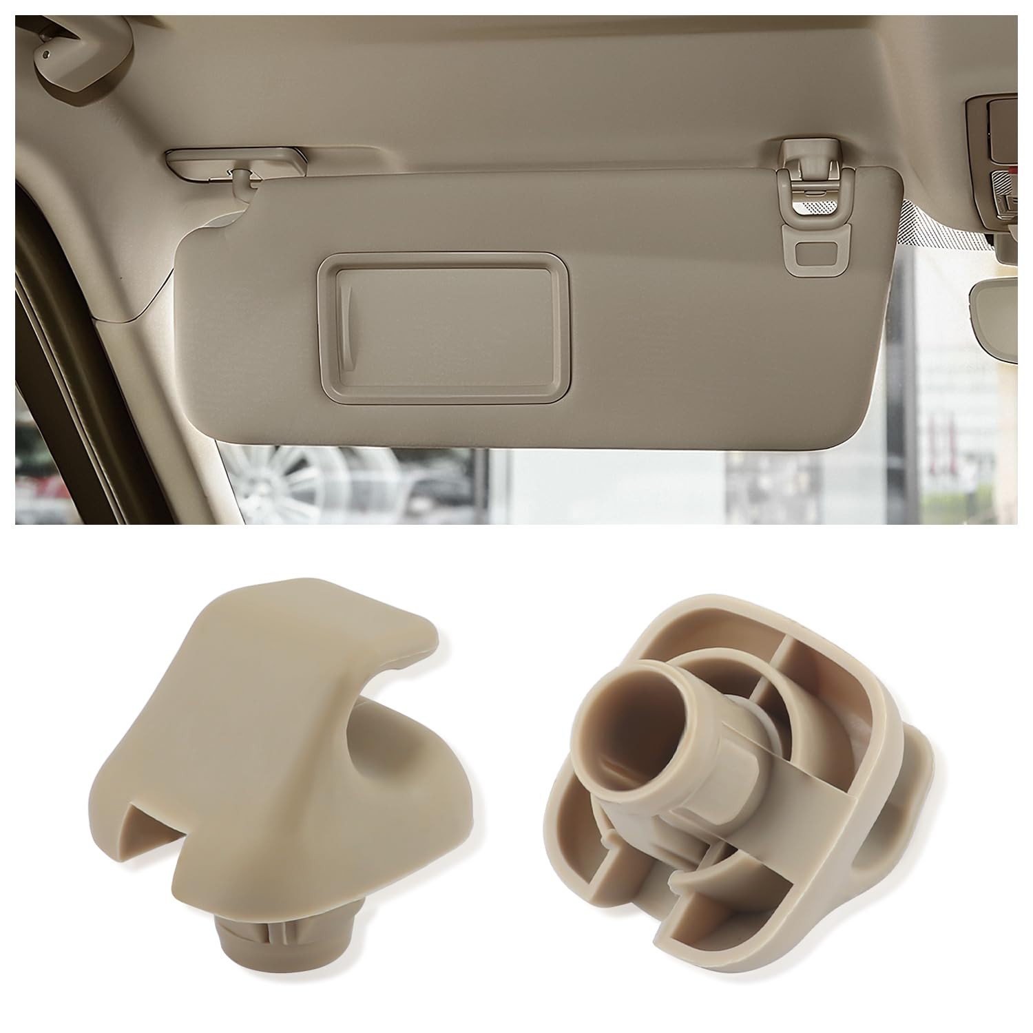 2PCS Sun Visor Clip,Durable Car Visor Clip Hook Replacement OEM#88217S01A01ZA,88217S04003ZA,Premium Car Visor Accessories Compatible with Honda Civic Accord Odyssey (Beige)