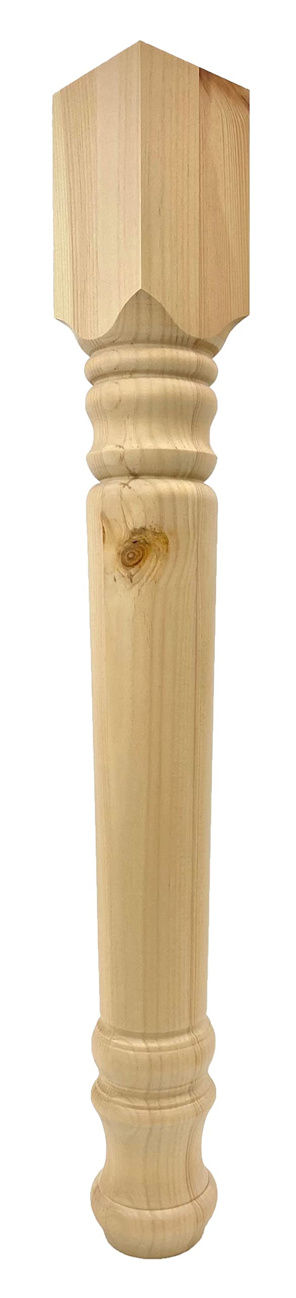 Highland Manor Wood Products Farmhouse Dining Table Leg - 29" Tall x 3 1/2" Wide - Unfinished Wooden Leg for Kitchen Dining Tables, Classic Home Decor